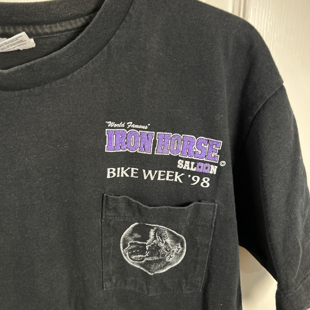 Vintage Iron Horse Saloon Bike Week 98 Pocket T Shirt Mens L Black - Picture 5 of 7